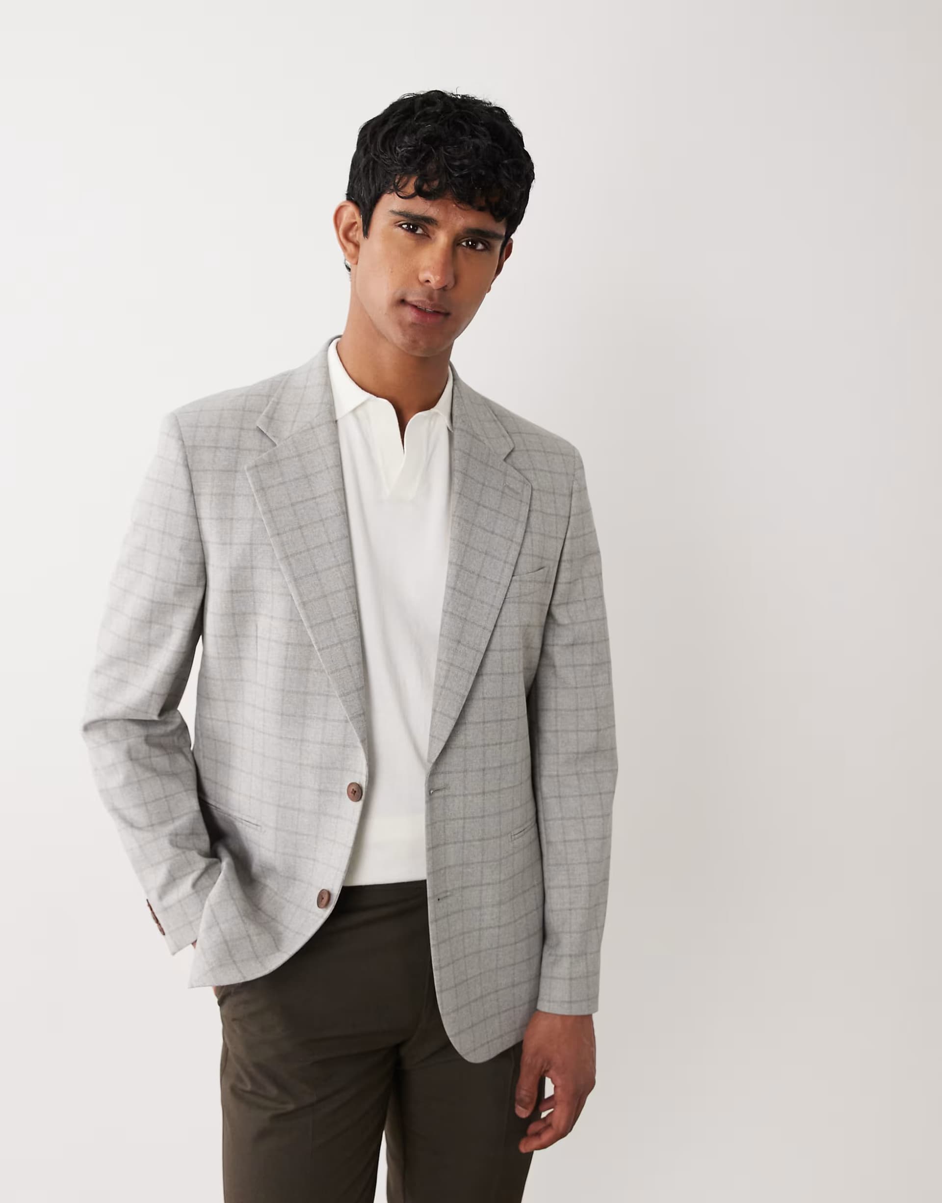 ASOS ASOS DESIGN mix & match slim suit jacket in grey grid check