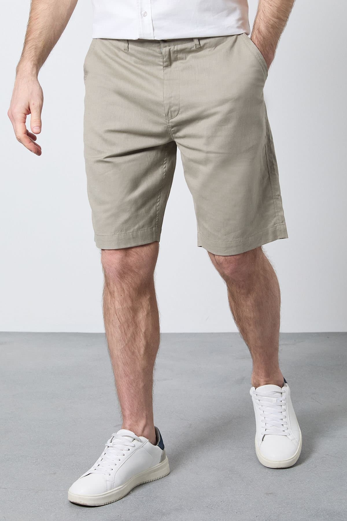 Maine Maine Men's Khaki Premium Cotton Linen Shorts