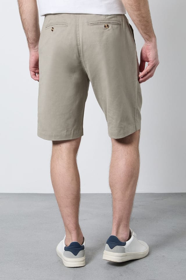 Maine Maine Men's Khaki Premium Cotton Linen Shorts - 3
