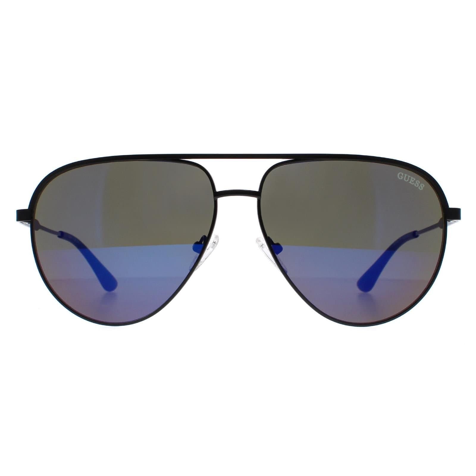 GUESS Guess Men's Aviator Black Blue Mirrored GF5083