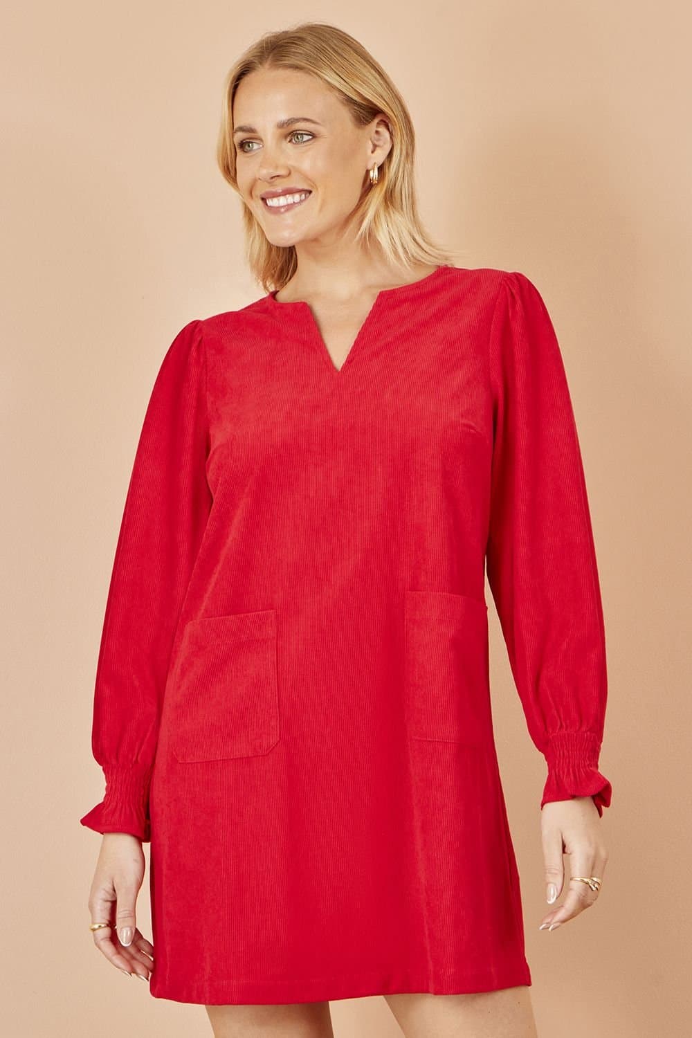 Yumi Yumi Women's Red Cord Tunic With Ruched Sleeve