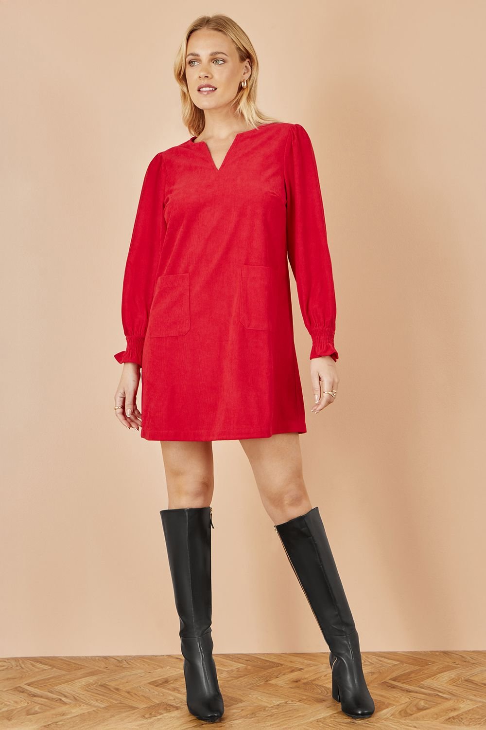 Yumi Yumi Women's Red Cord Tunic With Ruched Sleeve - 2