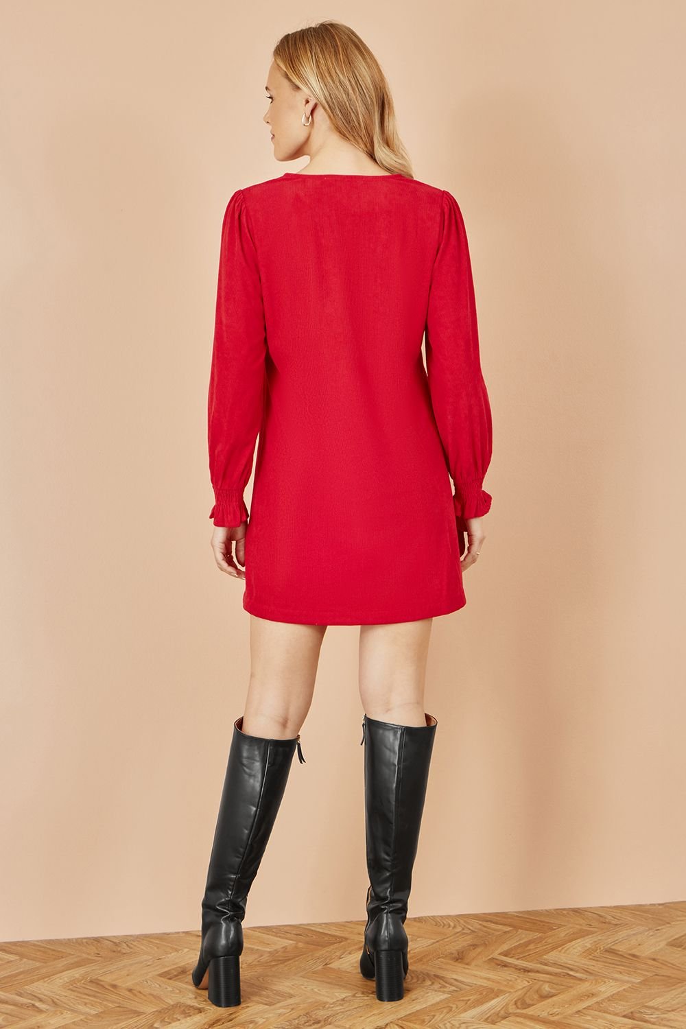 Yumi Yumi Women's Red Cord Tunic With Ruched Sleeve - 3