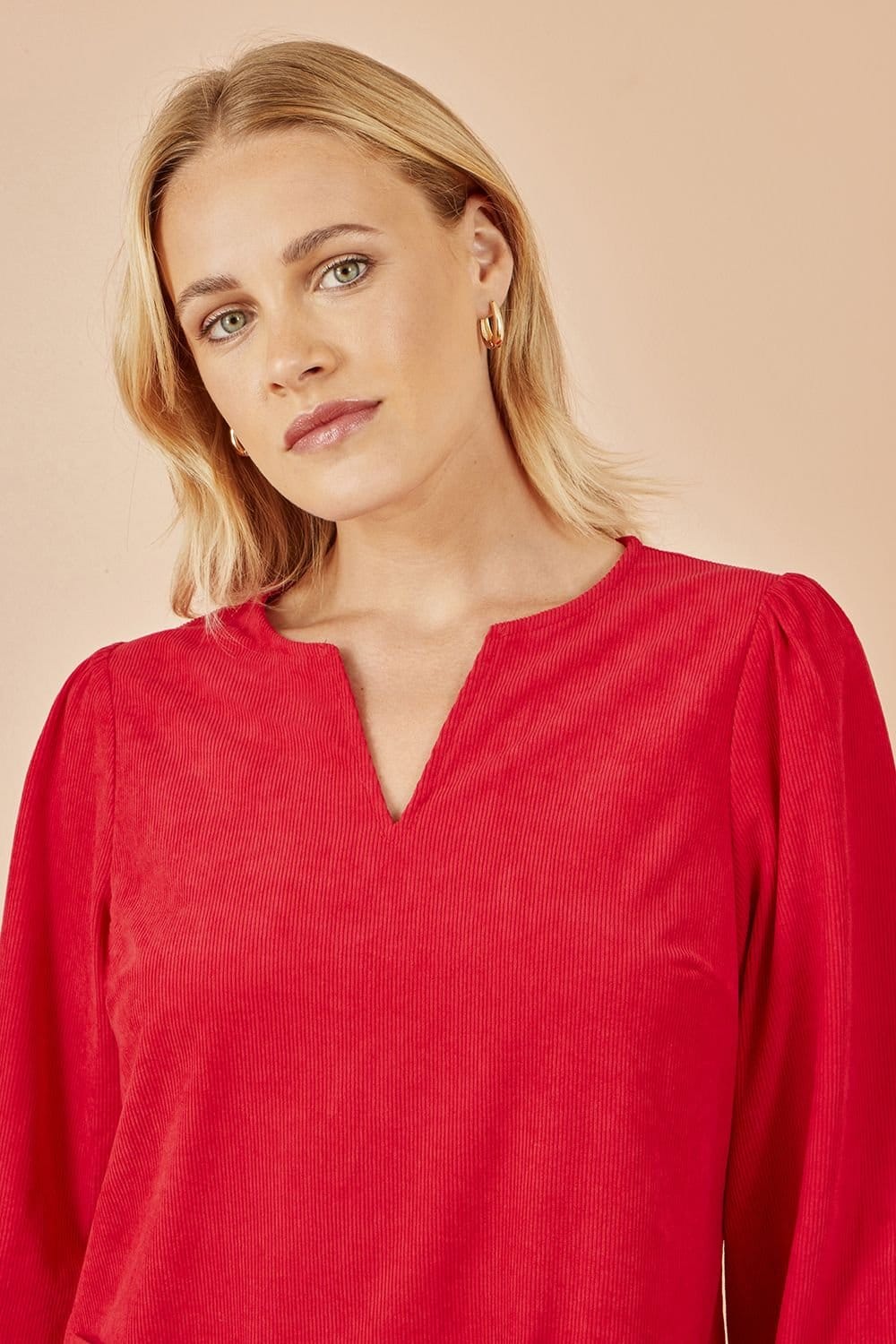 Yumi Yumi Women's Red Cord Tunic With Ruched Sleeve - 4