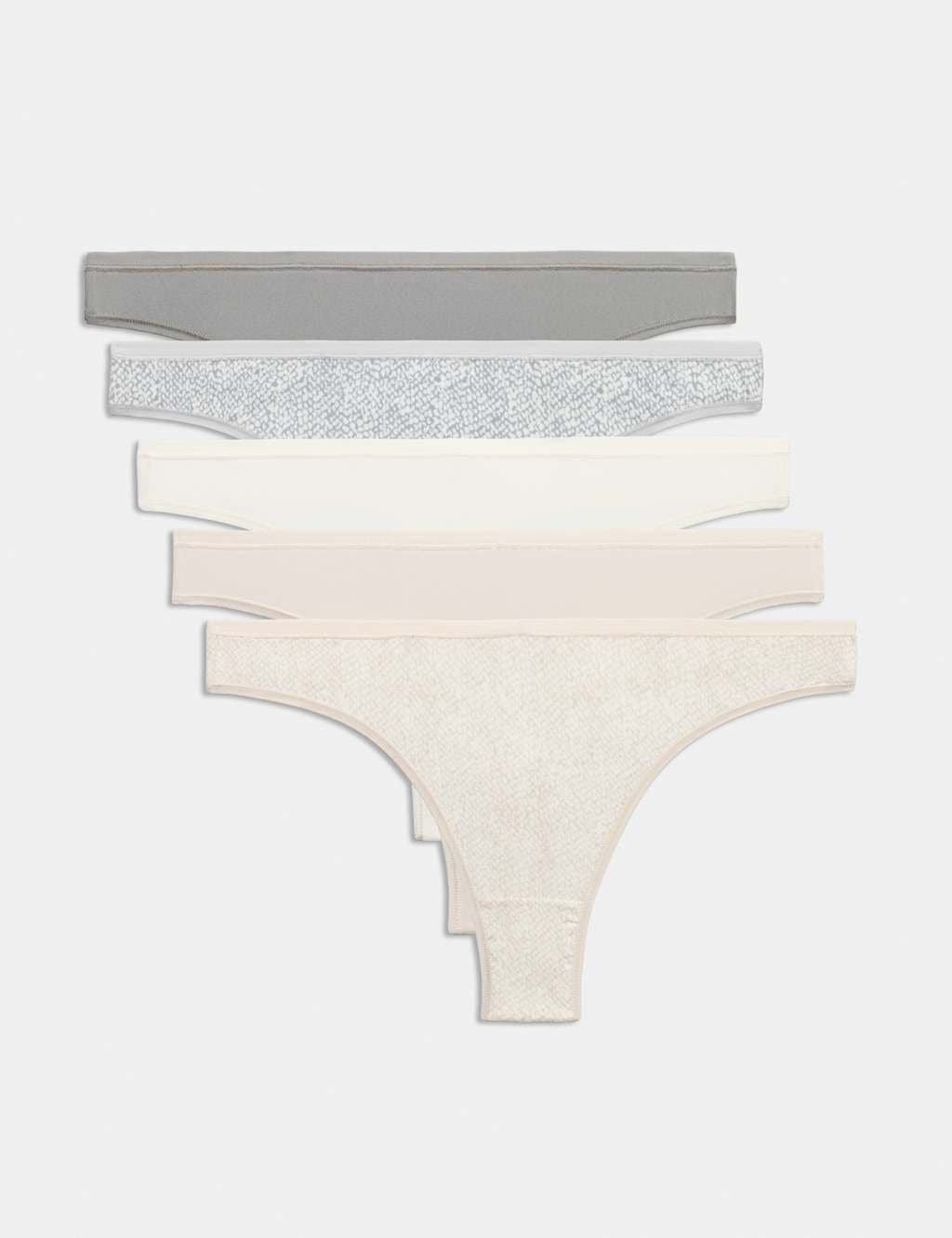 Marks & Spencer M&S 5pk Microfibre Low Rise Thongs Grey Mix