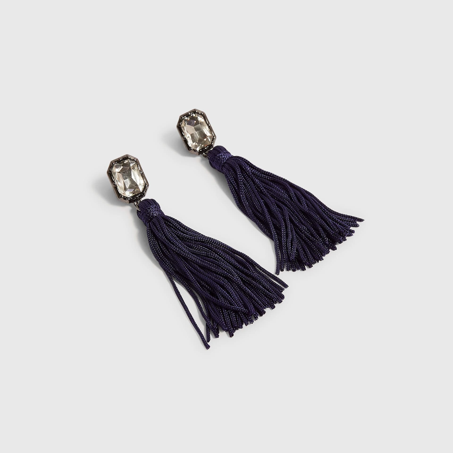 River Island River Island Womens Blue Midnight Tassel Drop Earrings