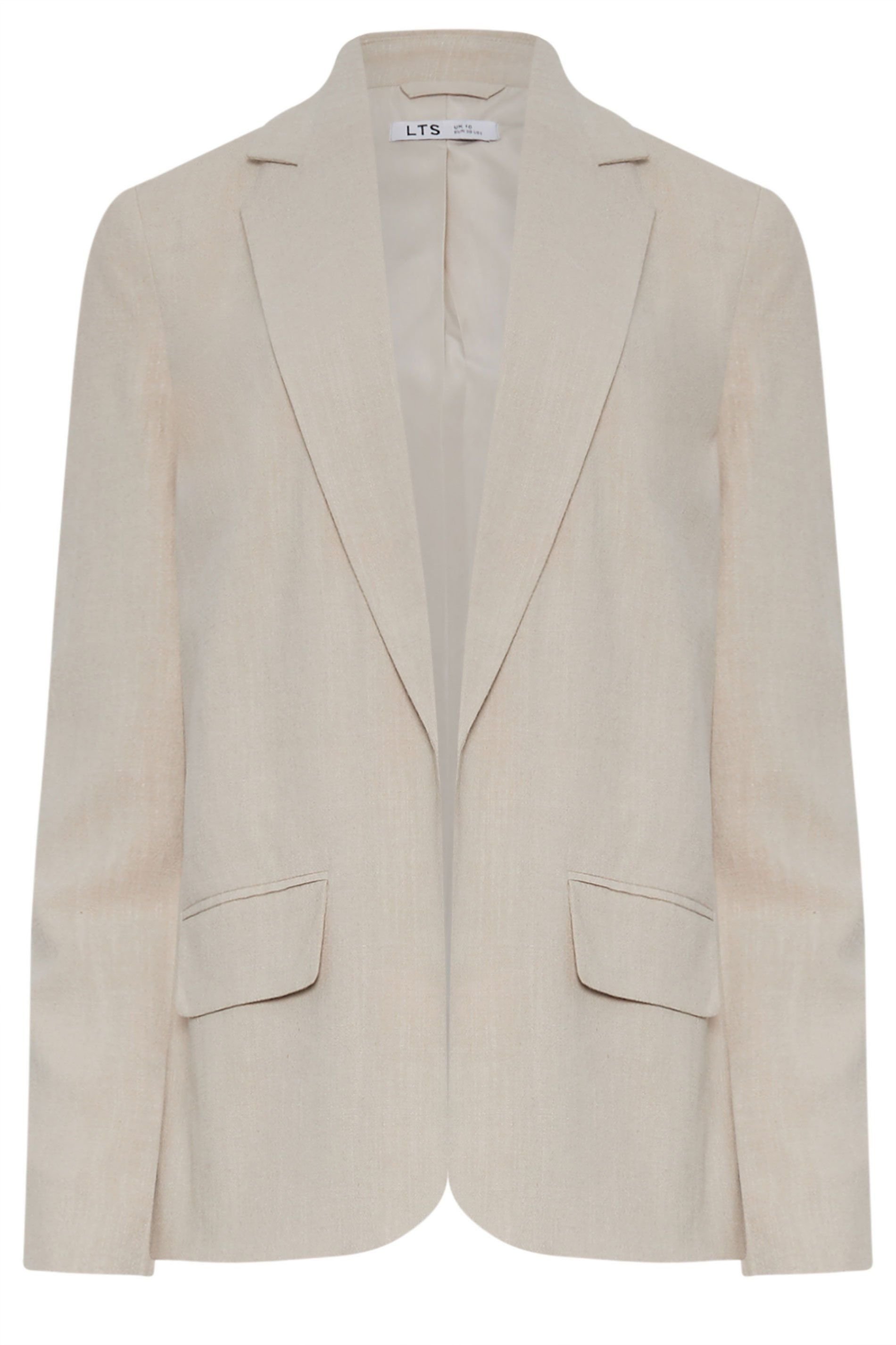 Long Tall Sally Long Tall Sally Women's Tall Linen Blazer in Natural - 2