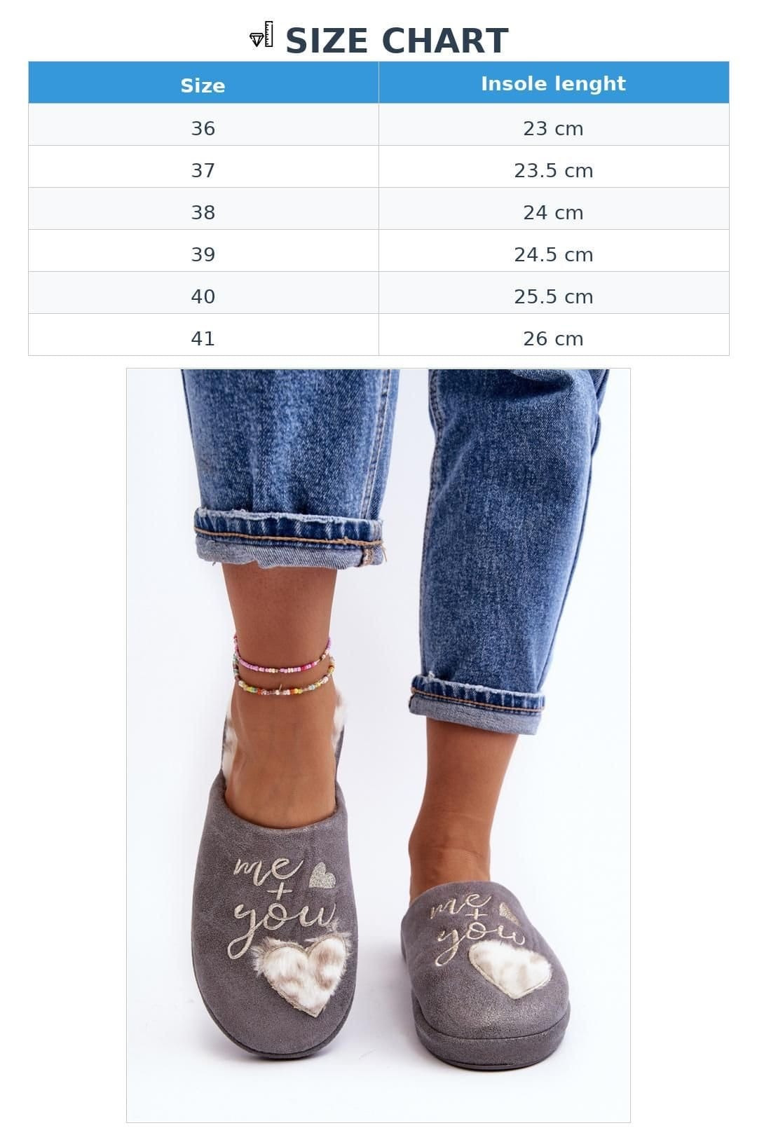 Love Lace Love Lace Women's Shiny Slip On Fur Lined Heart Inscription Slippers in Grey - 4