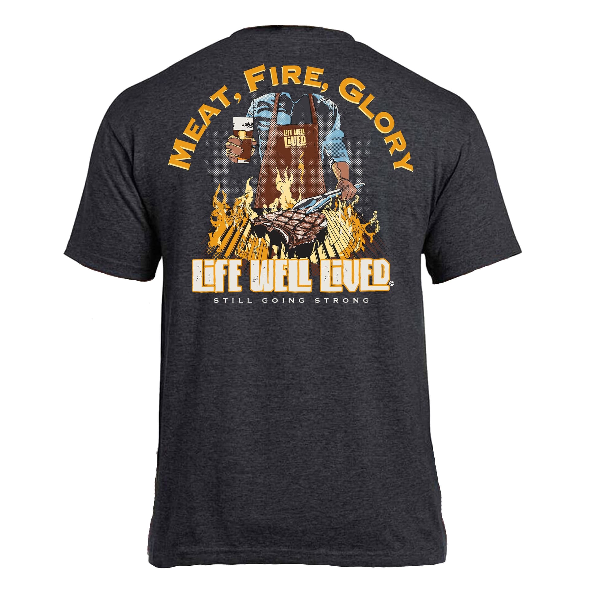 Life Well Lived Life Well Lived Men's Meat Fire Glory T-Shirt in Dark Grey