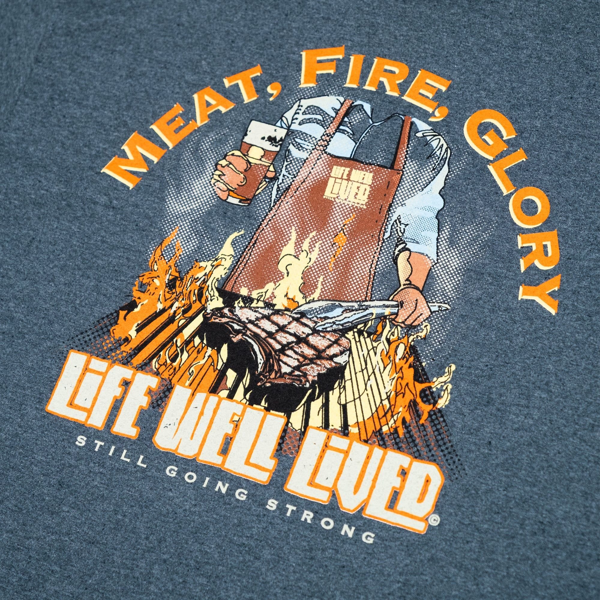 Life Well Lived Life Well Lived Men's Meat Fire Glory T-Shirt in Dark Grey - 2