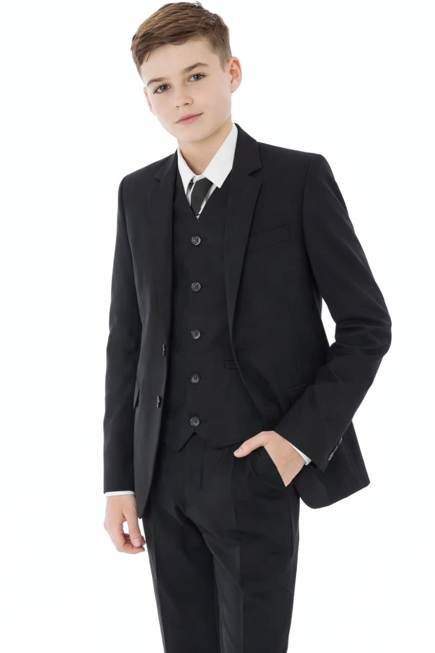 Vivaki Vivaki Men's 5 Piece Slim Black Suit