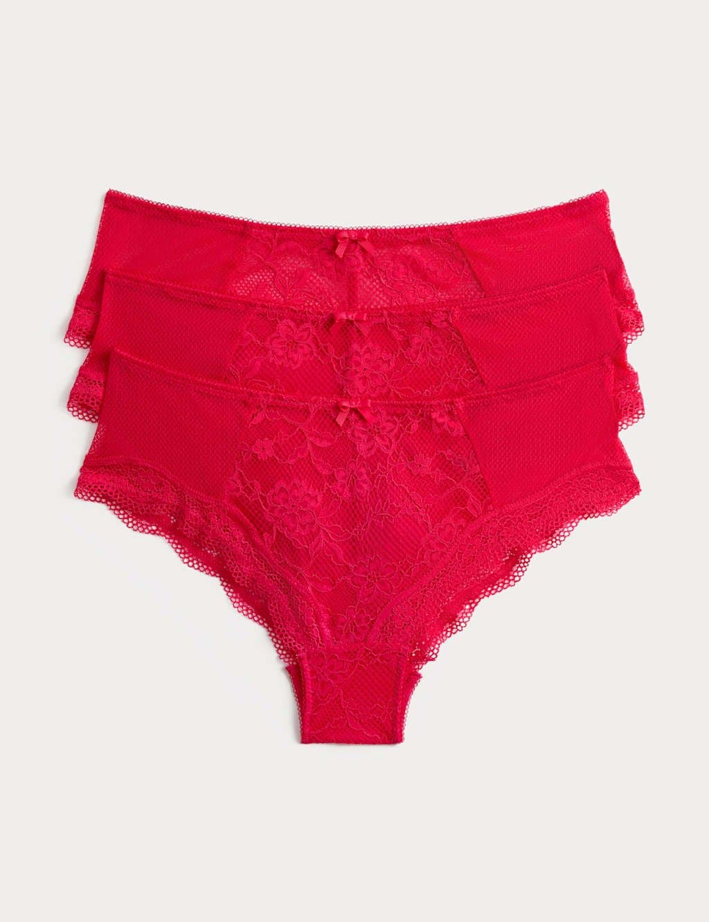 Marks & Spencer M&S 3 Pack Jasmine All Over Lace Hipster Knickers Geranium