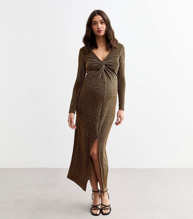 New Look Women's Maternity Gold Twisted Front Jersey Midi Dress New Look - 3
