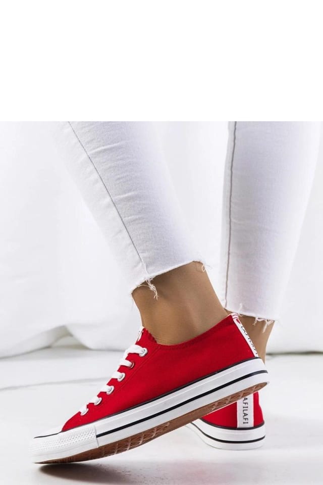 Love Lace Love Lace Women's Kolind Classic Lace Up Sneakers with White Rubber Sole Summer in Red - 3