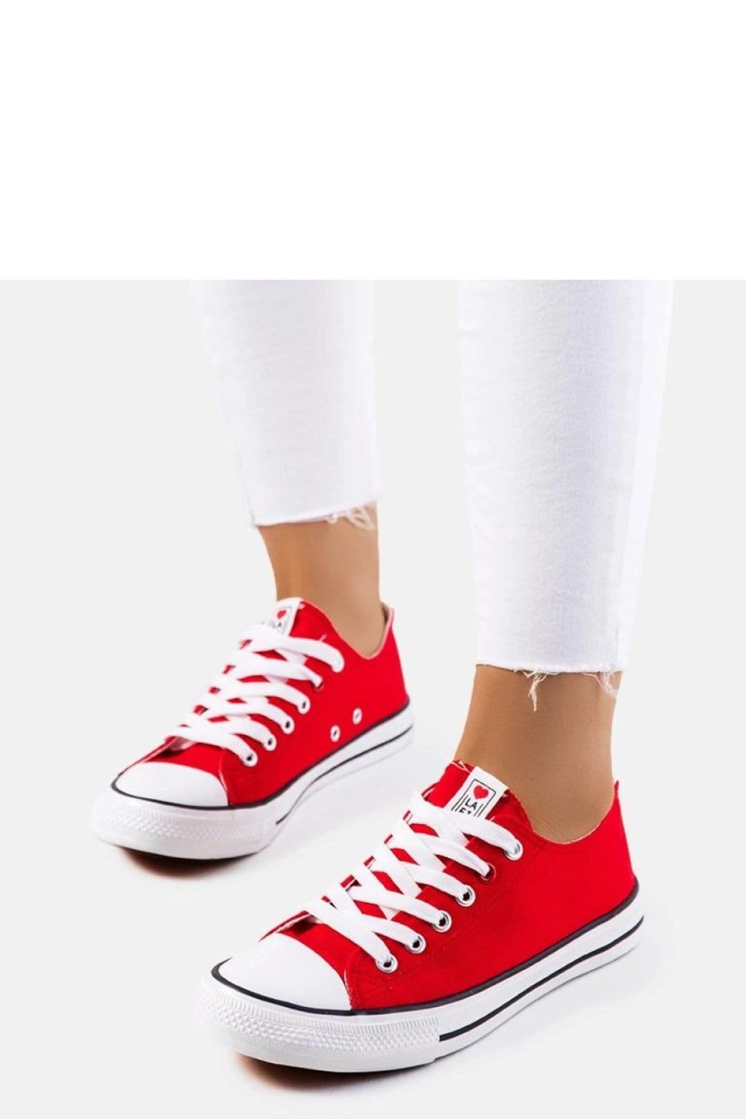 Love Lace Love Lace Women's Kolind Classic Lace Up Sneakers with White Rubber Sole Summer in Red - 4