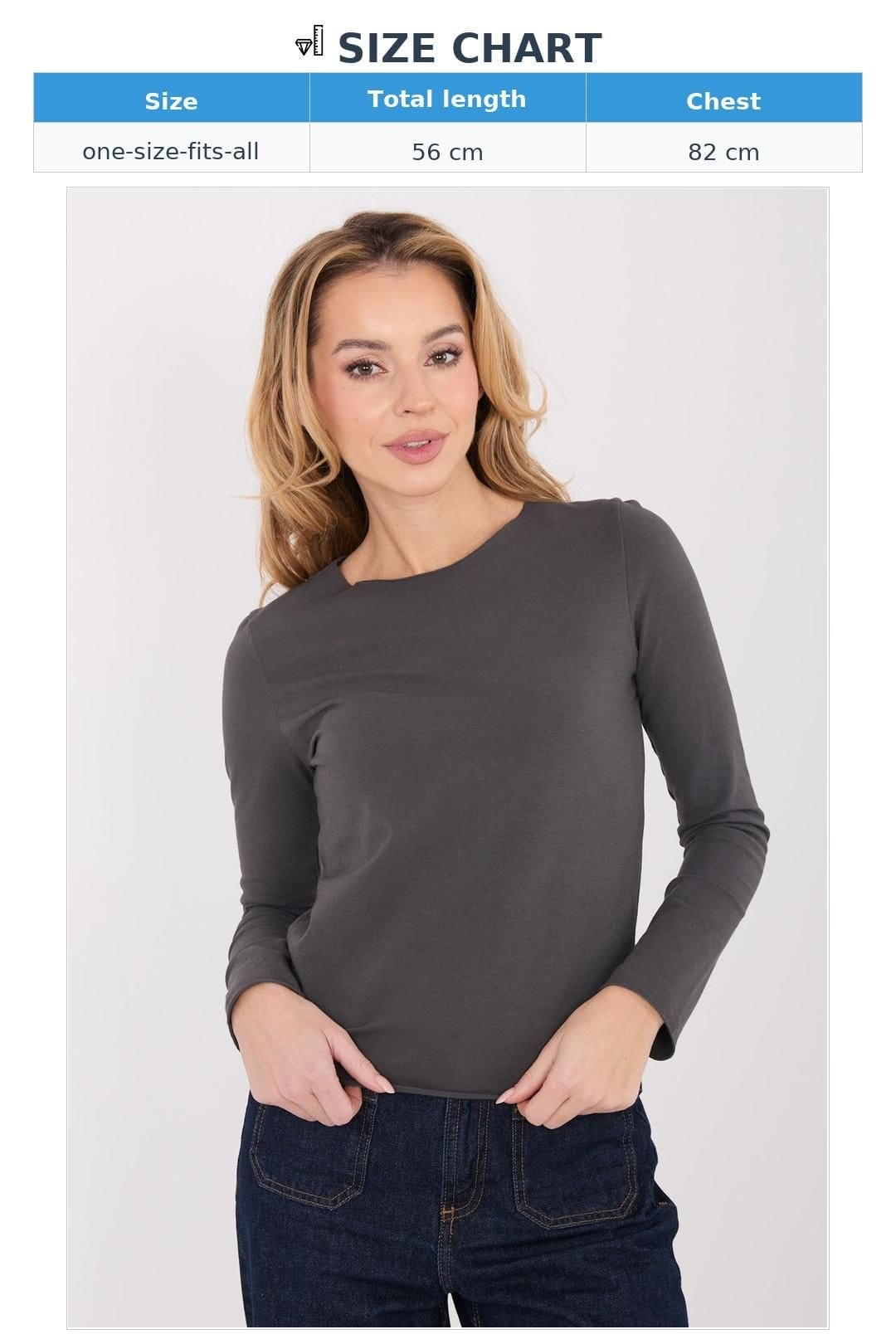 Love Lace Love Lace Women's Fitted Cotton Elastane Basic Blouse in Grey - 4