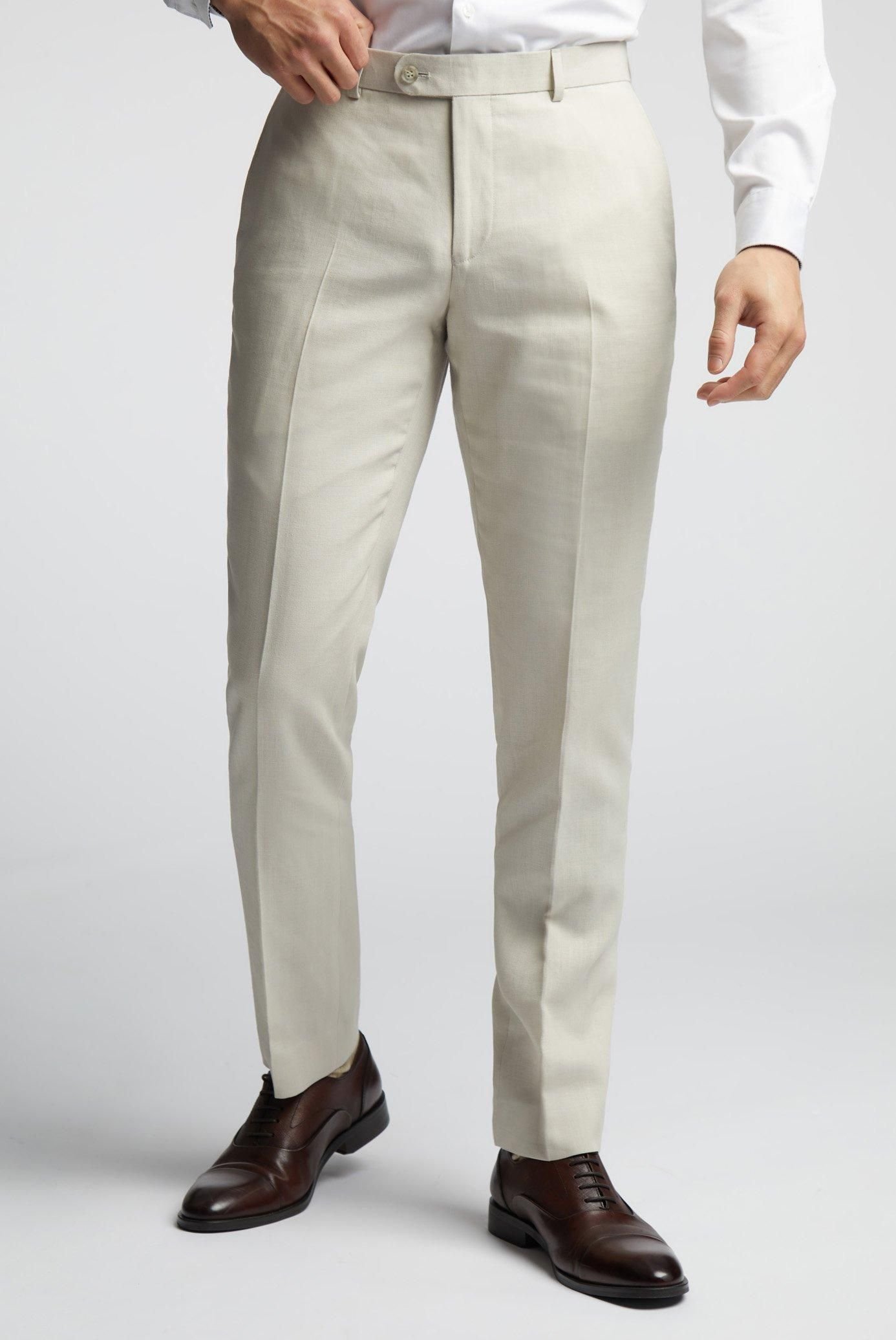 Alex Alex Men's Linen Tailored Fit Suit Trousers in Navy - 2