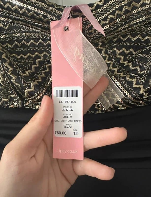 Lipsy Lipsy Embellished Bust Maxi Dress – Black – Size 12 – New with Tags