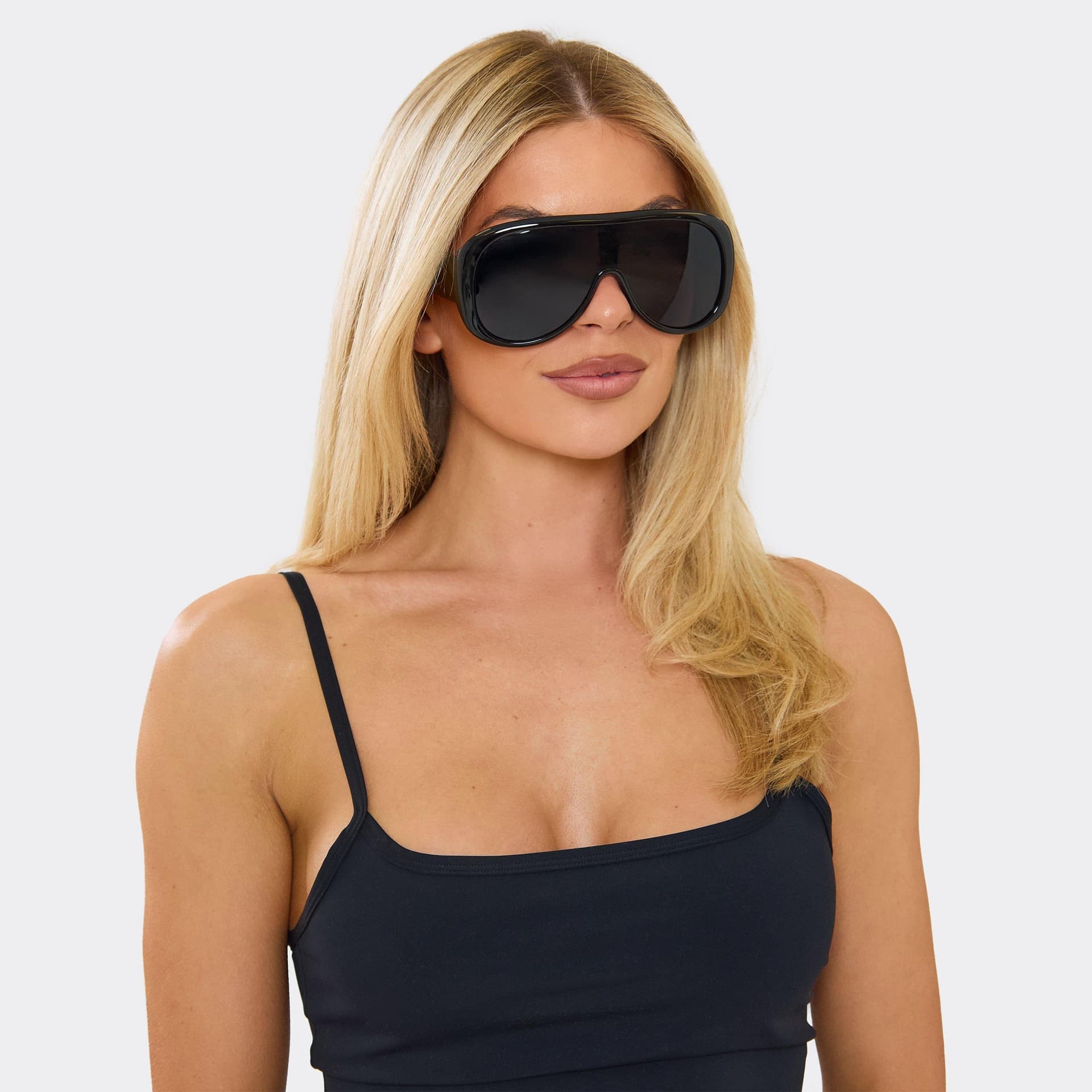 EGO EGO Black Oversized Thick Frame Tinted Lens Aviator Sunglasses