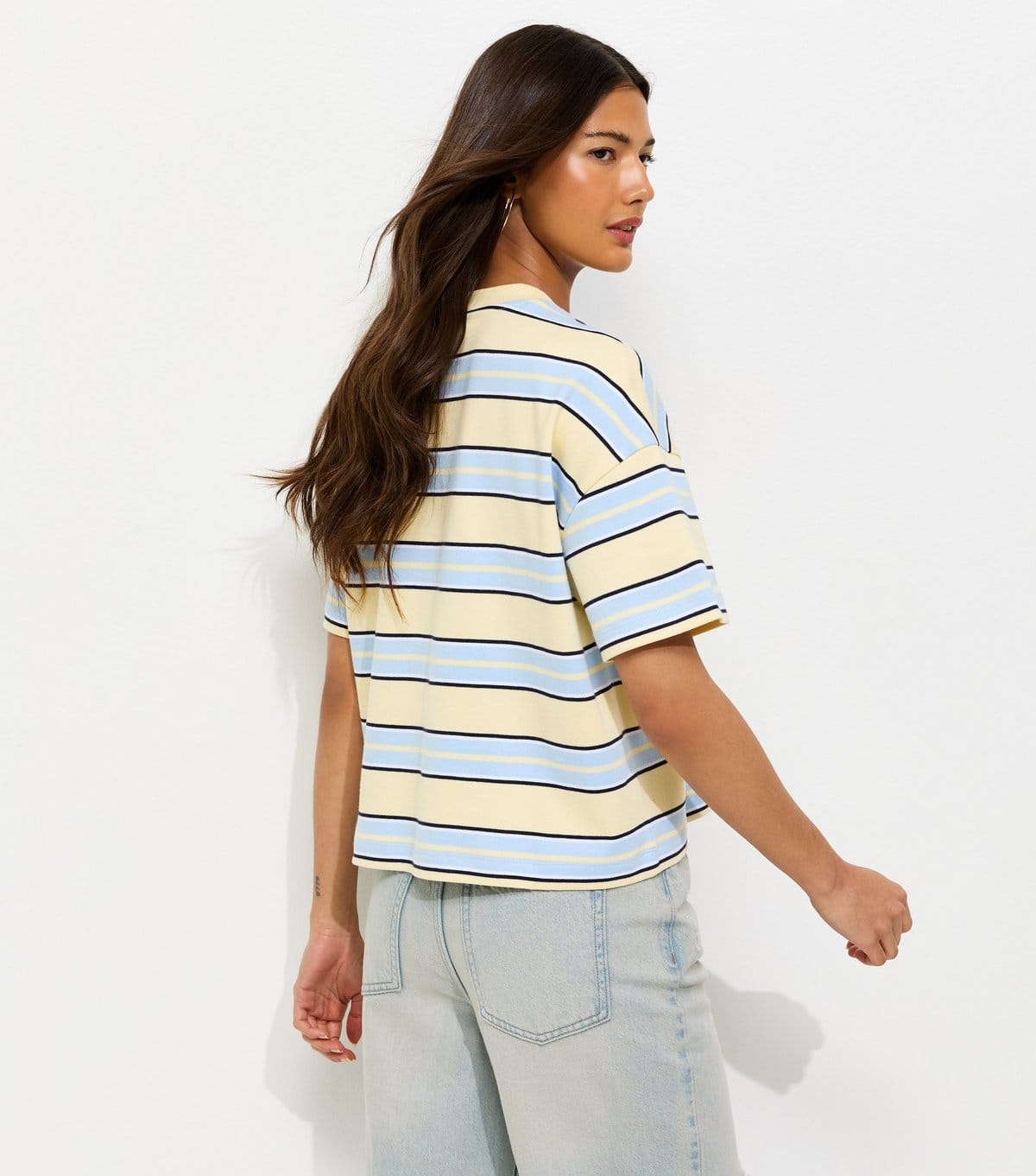 New Look Women's Premium Yellow Heavyweight Cotton Boxy Fit Striped T-Shirt New Look - 4