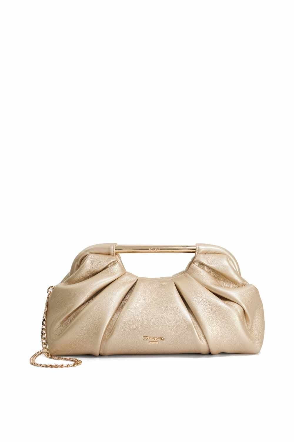 Dune London Dune London Gold Metallic Ruched Clutch