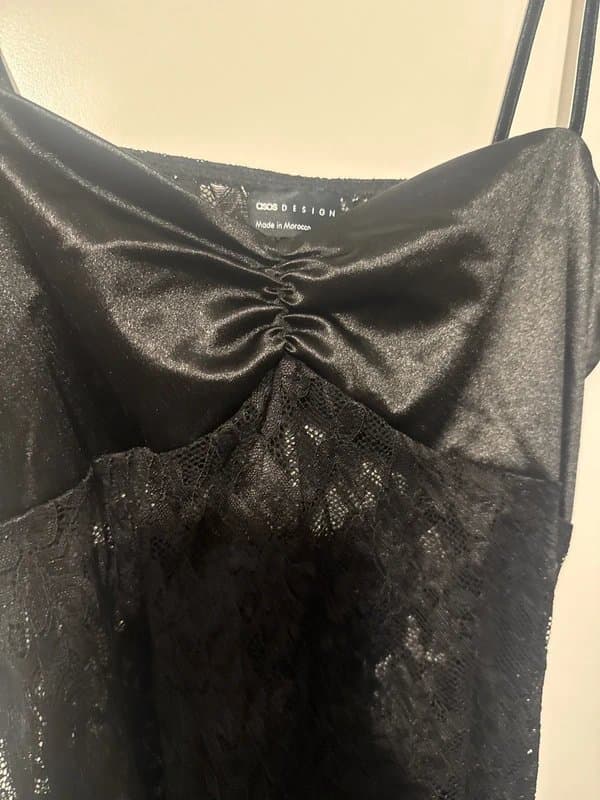 ASOS Design ASOS Black satin and net dress size 16/18