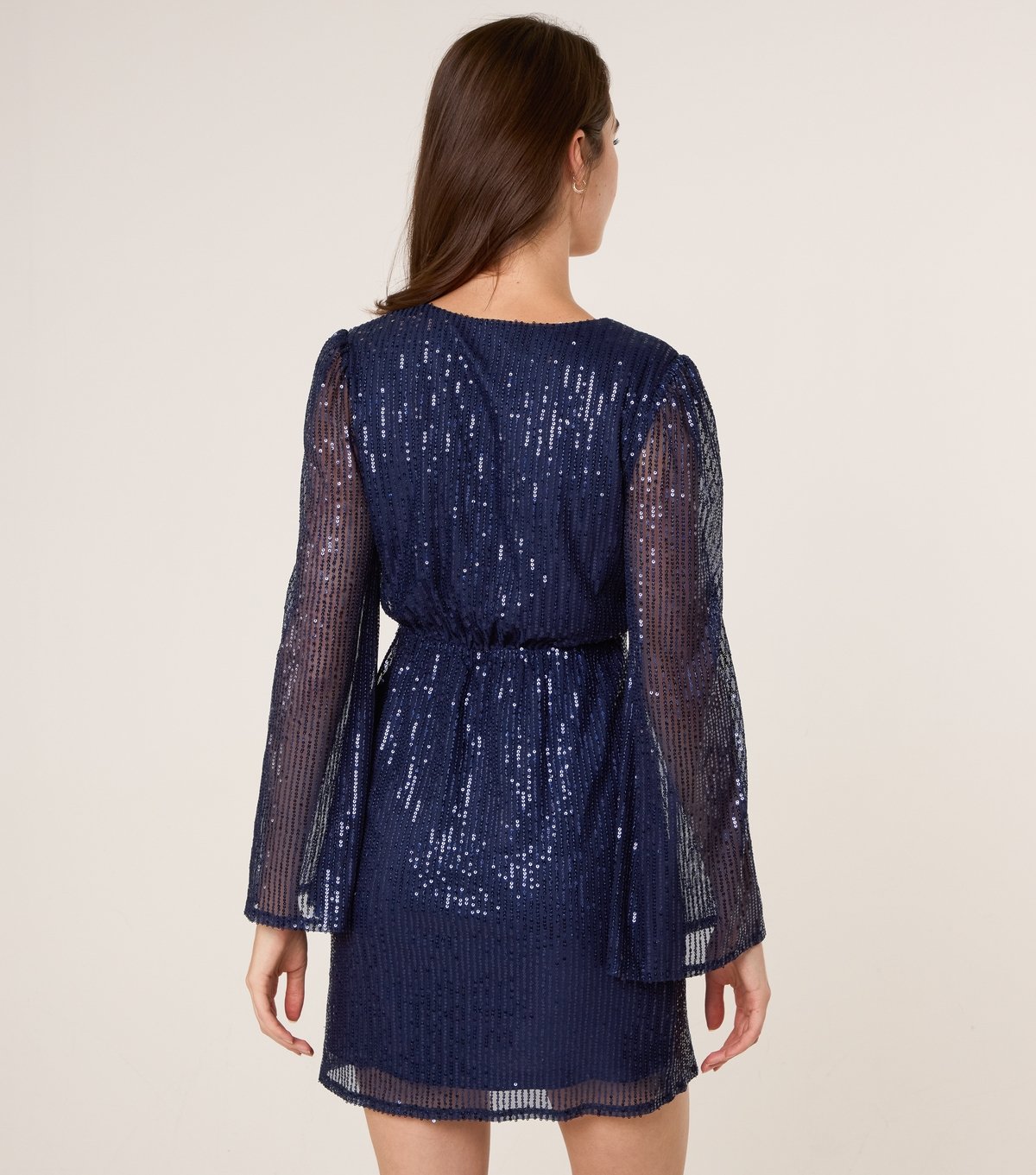 Blue Vanilla Women's Navy Angel Sleeve Sequin Dress Blue Vanilla New Look - 4