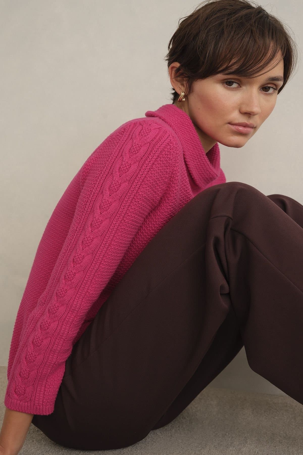 Hobbs London Hobbs London Women's Camilla Cotton Knit Jumper in Fuchsia