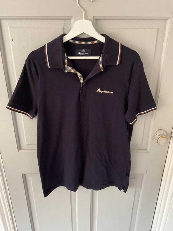 Aquascutum Navy Slim Fit Polo Shirt