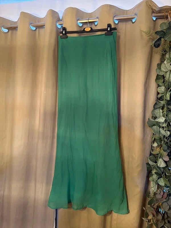 ASOS Emerald Green Chiffon Bias Cut Midi Skirt