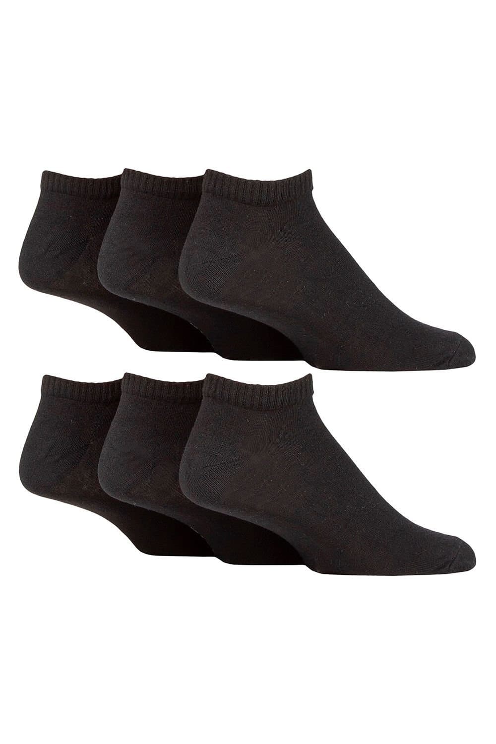 SOCKSHOP TORE SOCKSHOP TORE Men's 6 Pack Plain Sports Trainer Socks - Comfortable Everyday Ankle Socks in Black