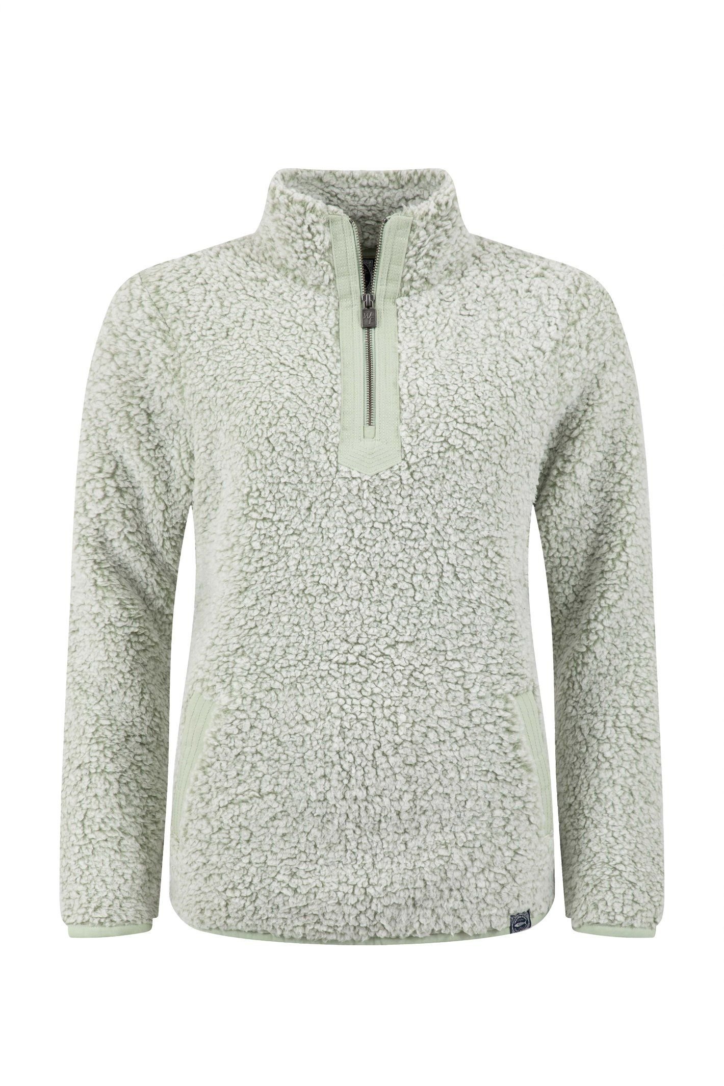 Weird Fish Weird Fish Women's Pipper Cosy 1/4 Zip Fleece in Pale Green - 2