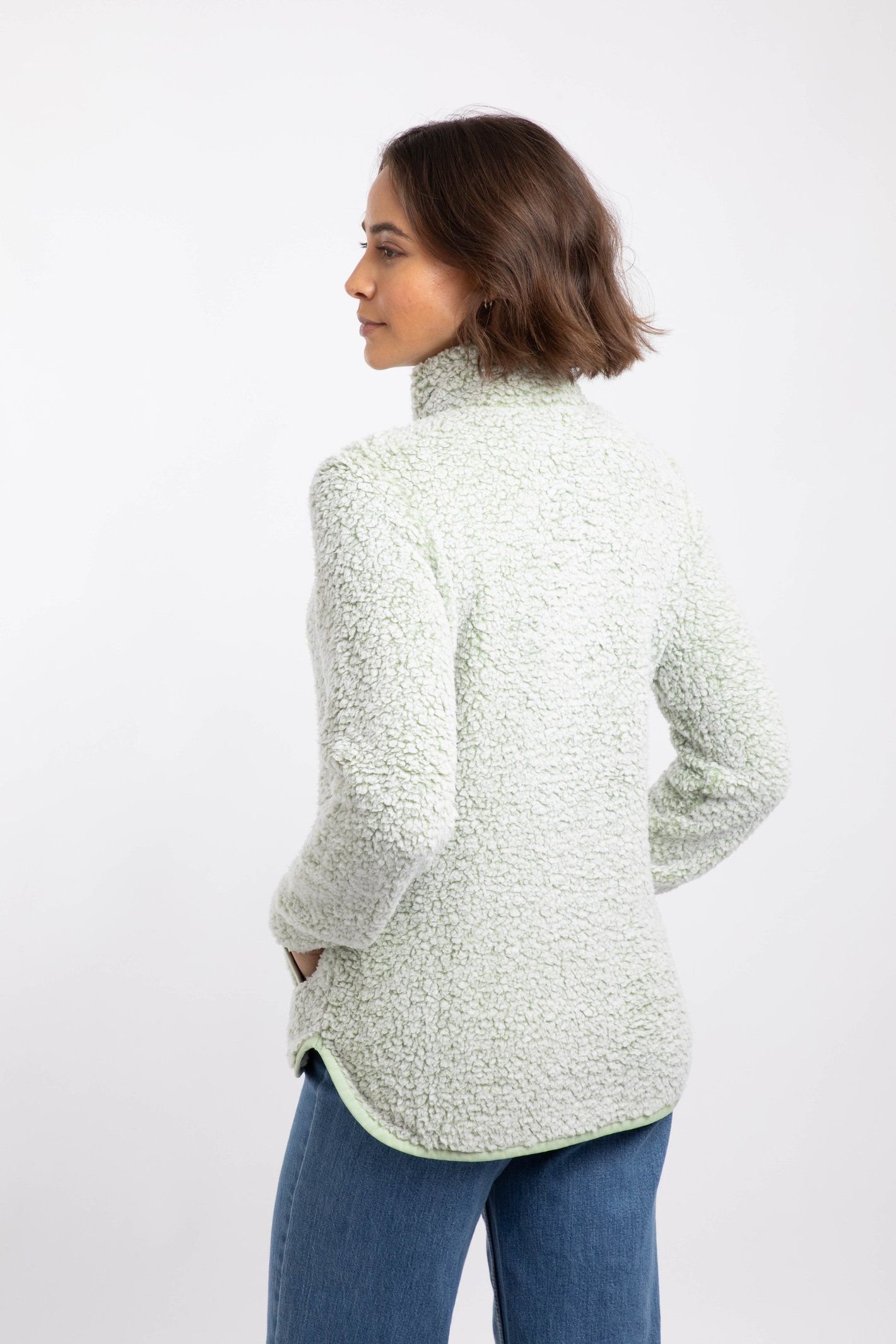 Weird Fish Weird Fish Women's Pipper Cosy 1/4 Zip Fleece in Pale Green - 3