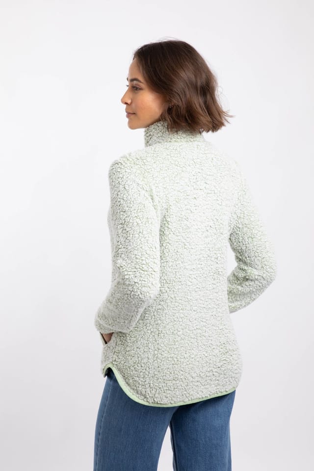 Weird Fish Weird Fish Women's Pipper Cosy 1/4 Zip Fleece in Pale Green - 3
