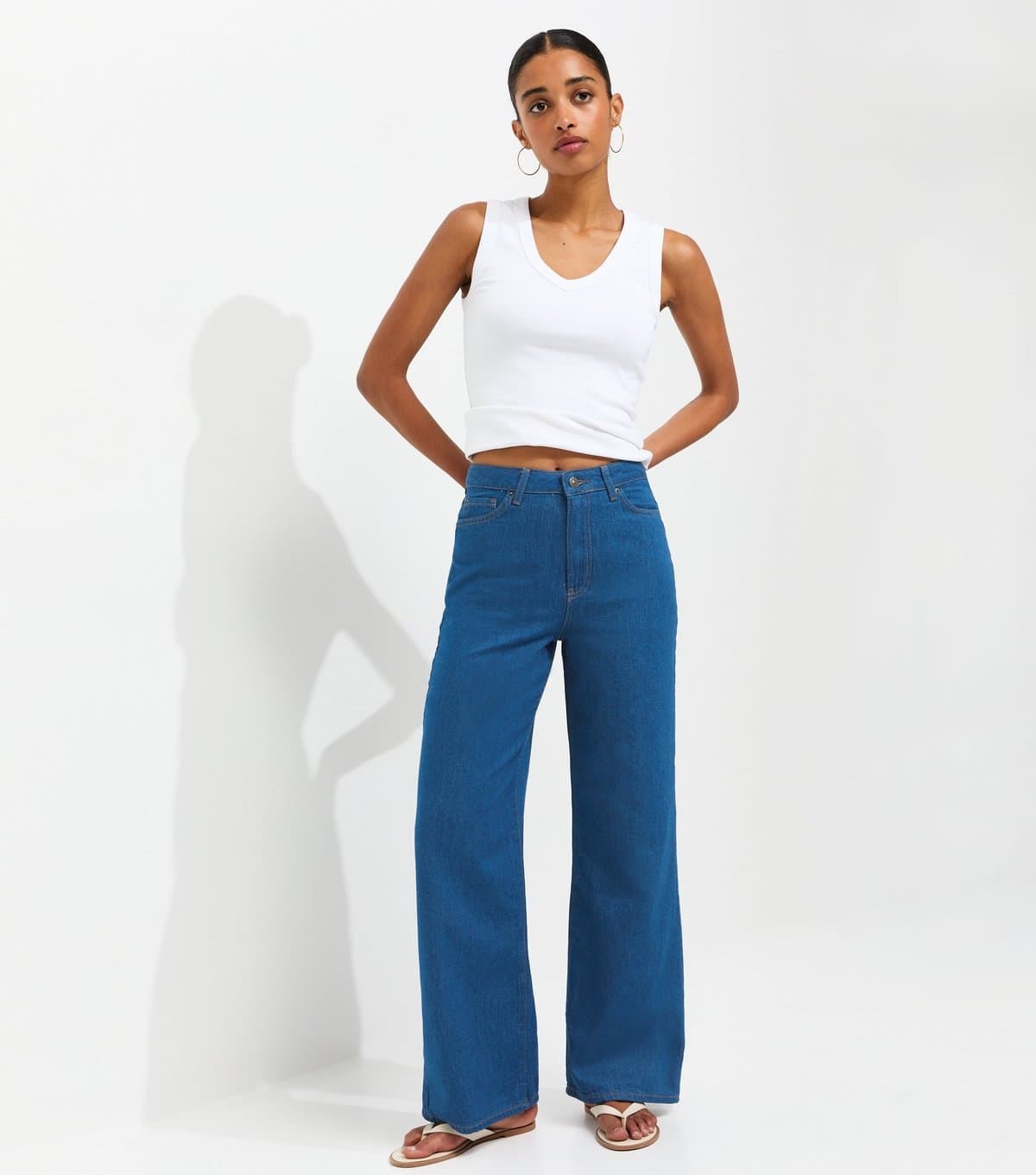 New Look Women's Mid Blue Adalae Wide Leg Jeans New Look