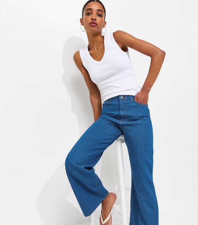 New Look Women's Mid Blue Adalae Wide Leg Jeans New Look - 2