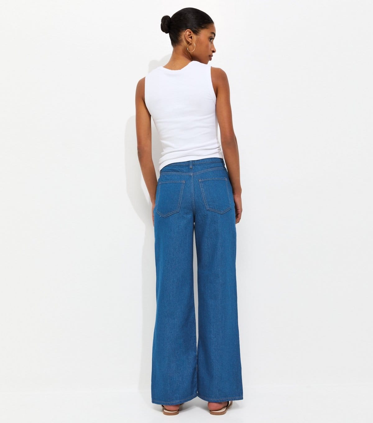 New Look Women's Mid Blue Adalae Wide Leg Jeans New Look - 4