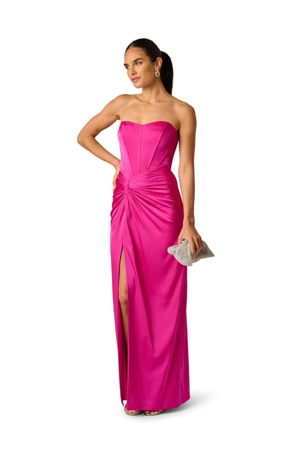 Adrianna by Adrianna Papell Adrianna by Adrianna Papell Women's Stretch Satin Long Dress in Pink