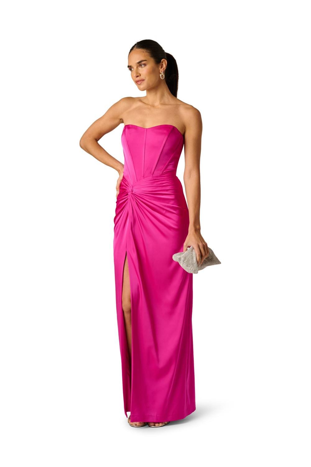 Adrianna by Adrianna Papell Adrianna by Adrianna Papell Women's Stretch Satin Long Dress in Pink - 2