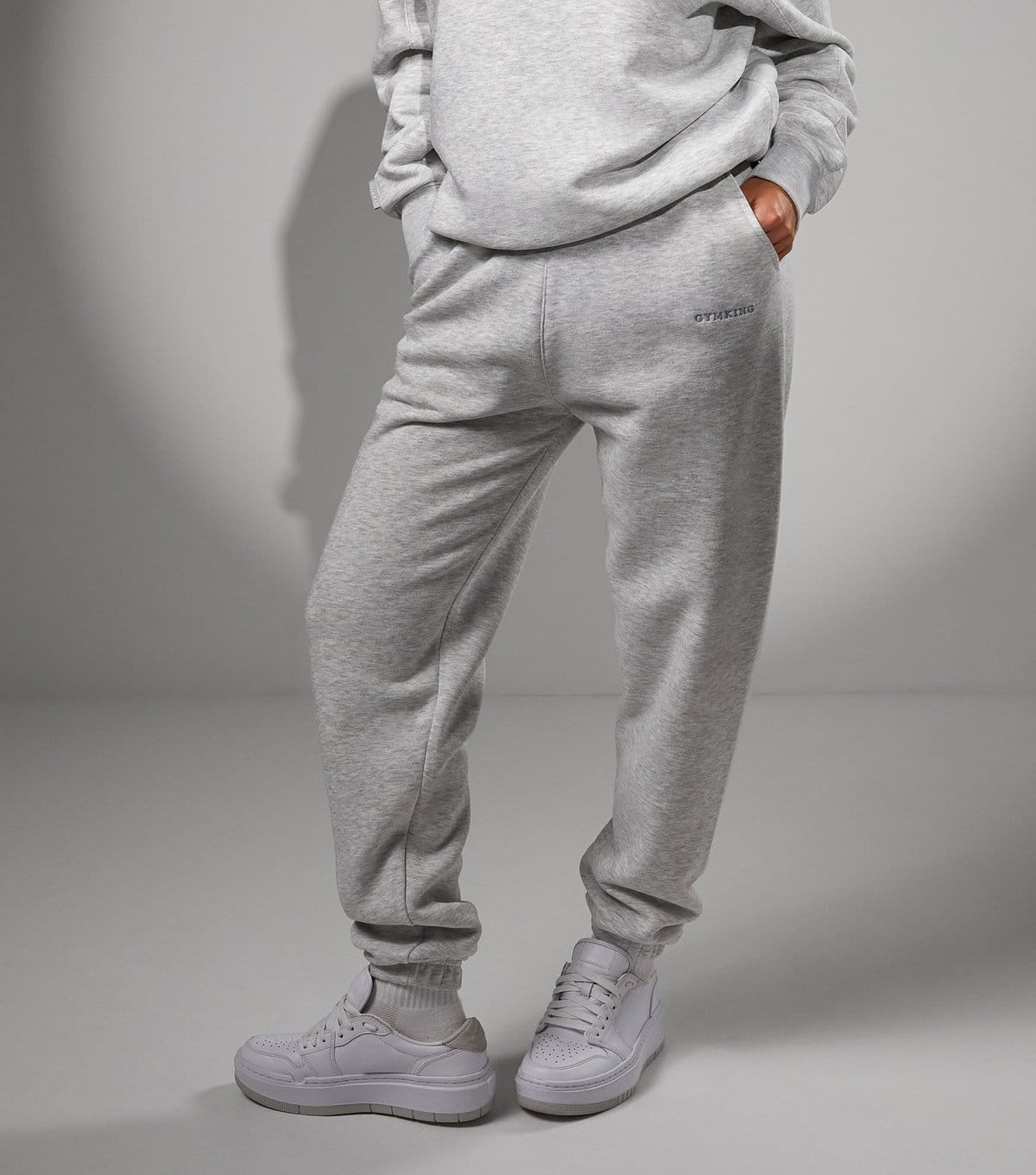 Gym King Pale Grey Cotton Blend Relaxed Fit Joggers