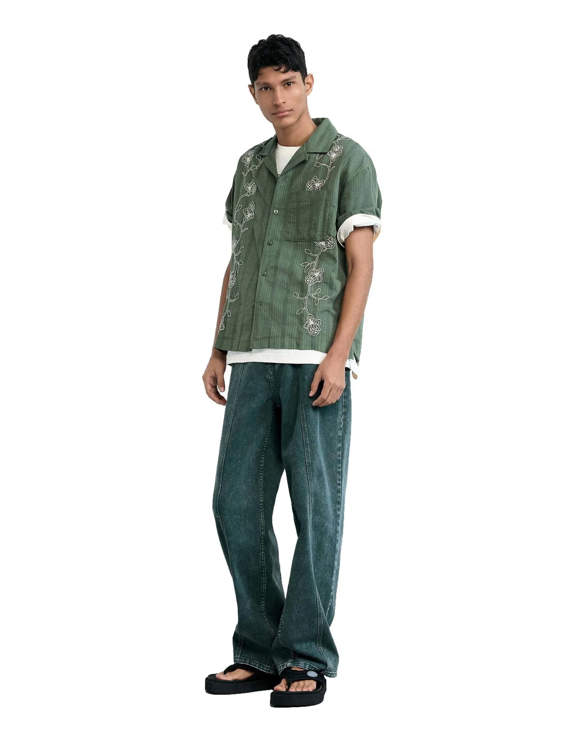 ASOS Desigual Embroidered shirt in green
