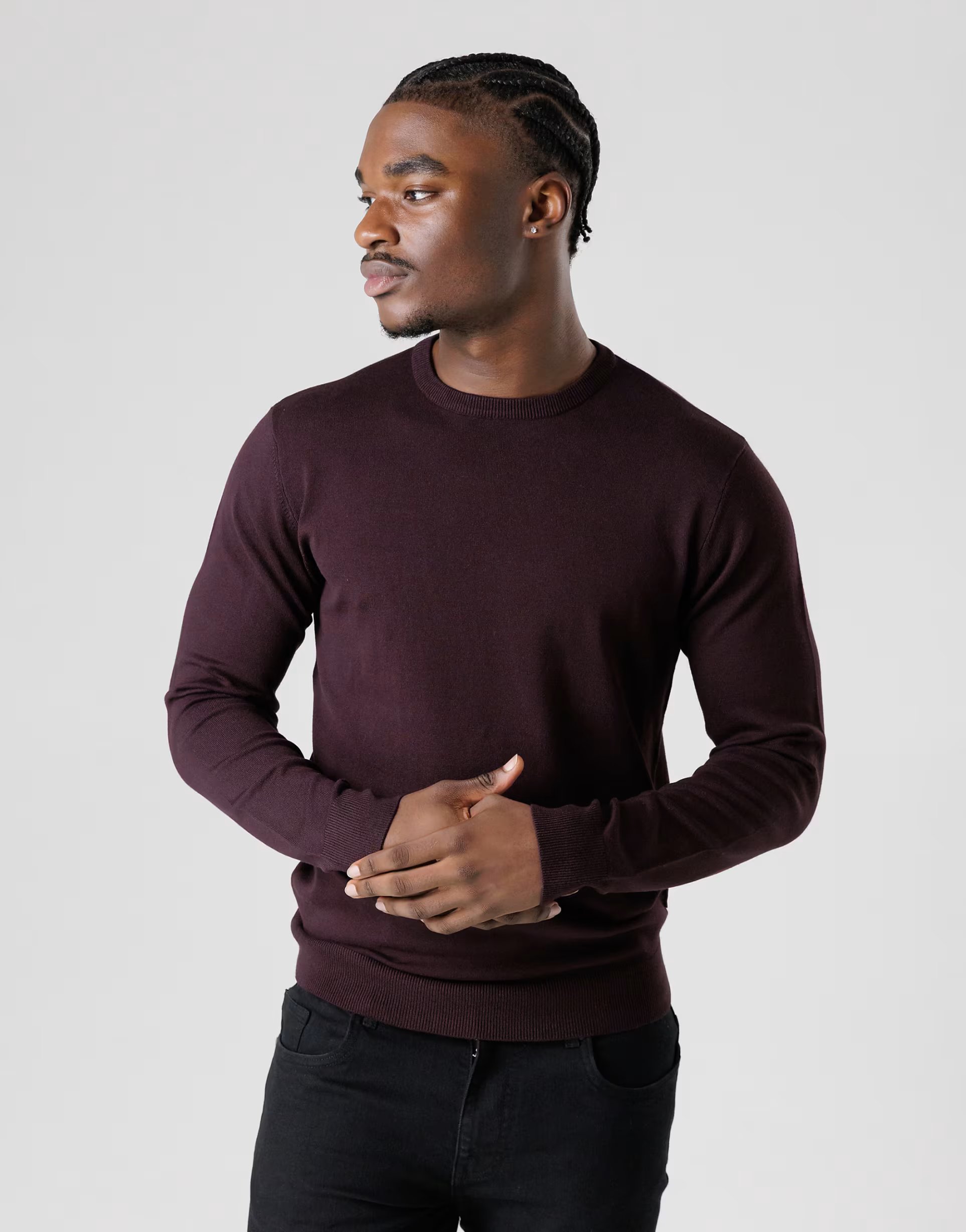 ASOS French Connection Crew neck long sleeve knitted jumper in wine - 1
