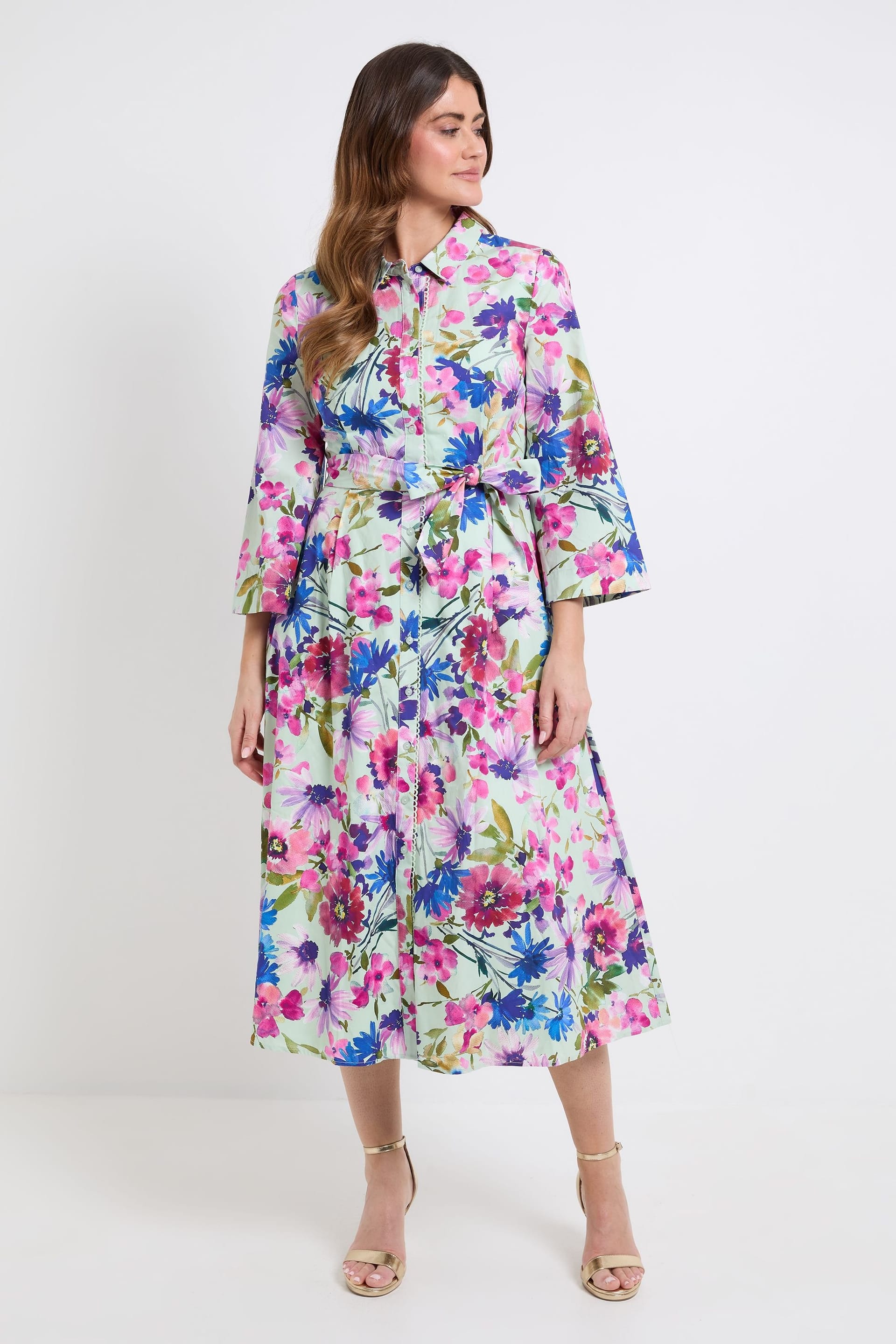 Wallis Sage Floral Cotton Shirt Dress