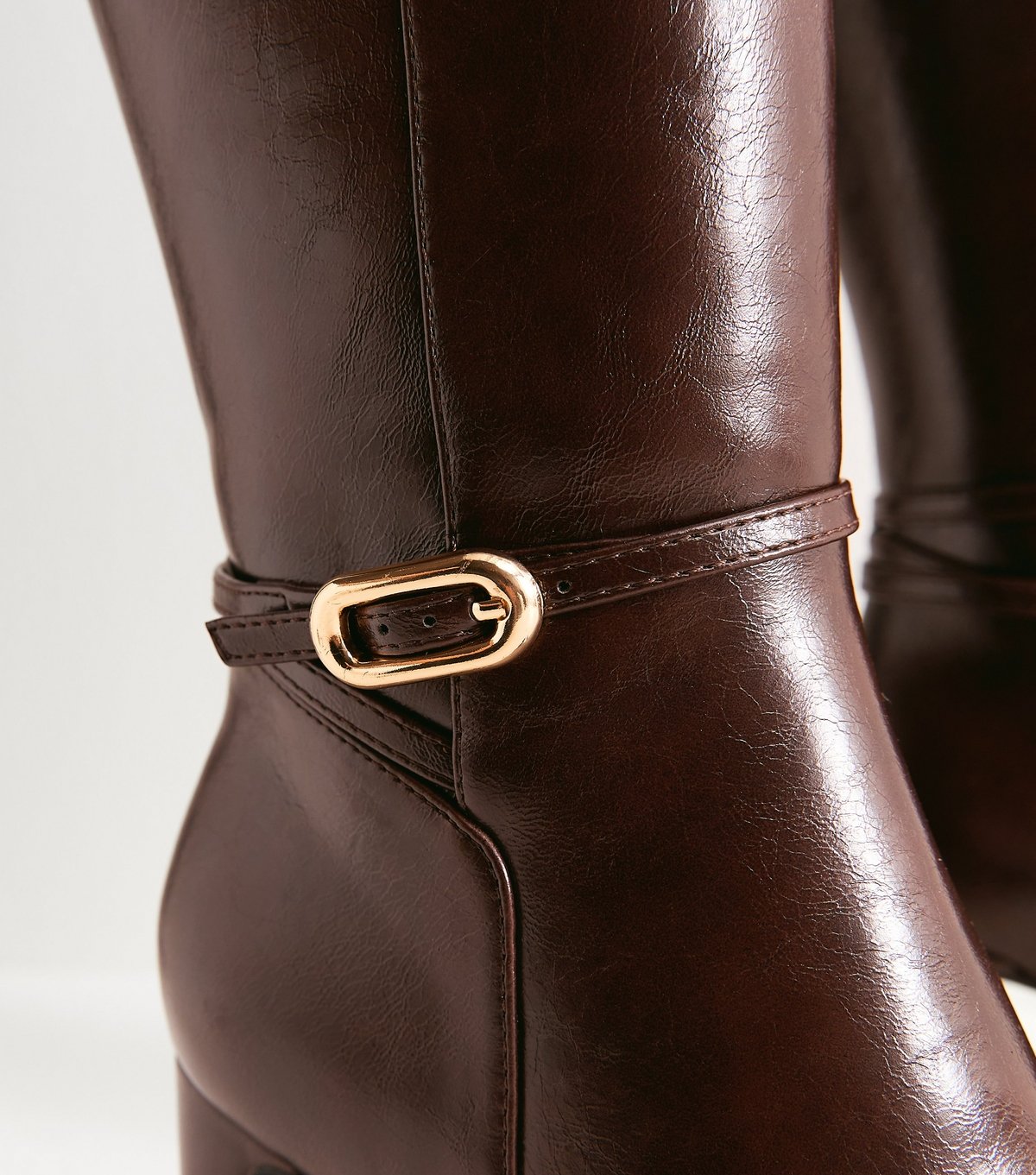 New Look Women's Dark Brown Faux Leather Knee High Boots Vegan New Look - 3