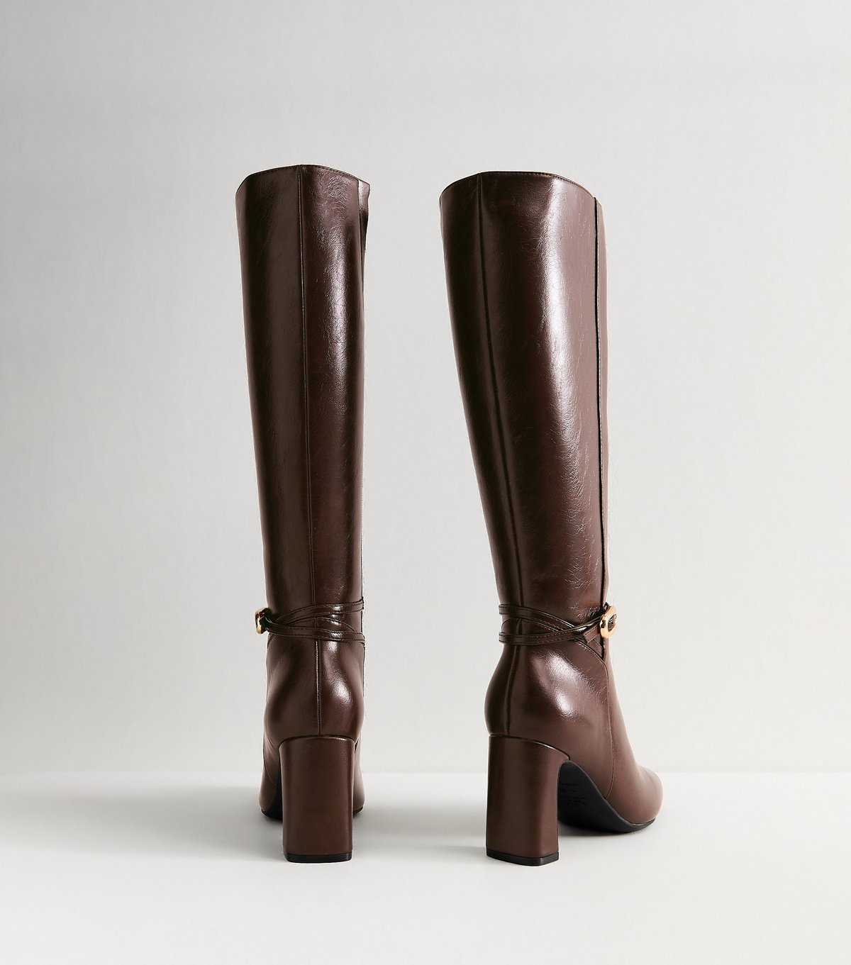 New Look Women's Dark Brown Faux Leather Knee High Boots Vegan New Look - 4