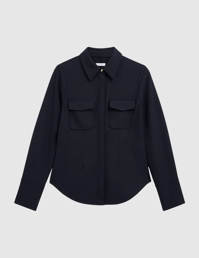 Hobbs London Hobbs London Women's Dannie Cinched-Waist Collard Shirt in Dark Navy - 2