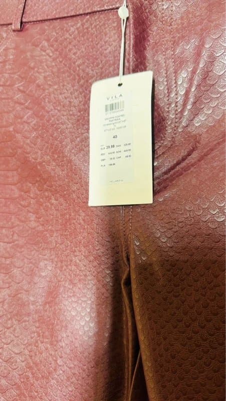 Vila Vila burgundy faux leather flared trousers size uk 12 bnwt