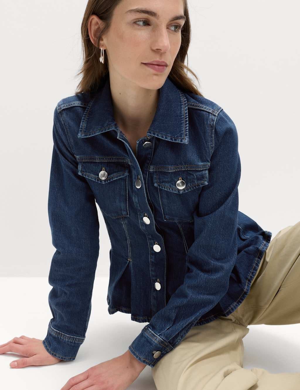 Marks & Spencer M&S Dark Indigo Denim Peplum Jacket