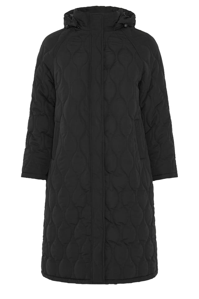 Evans Evans Women's Quilted Longline Coat in Black - 2