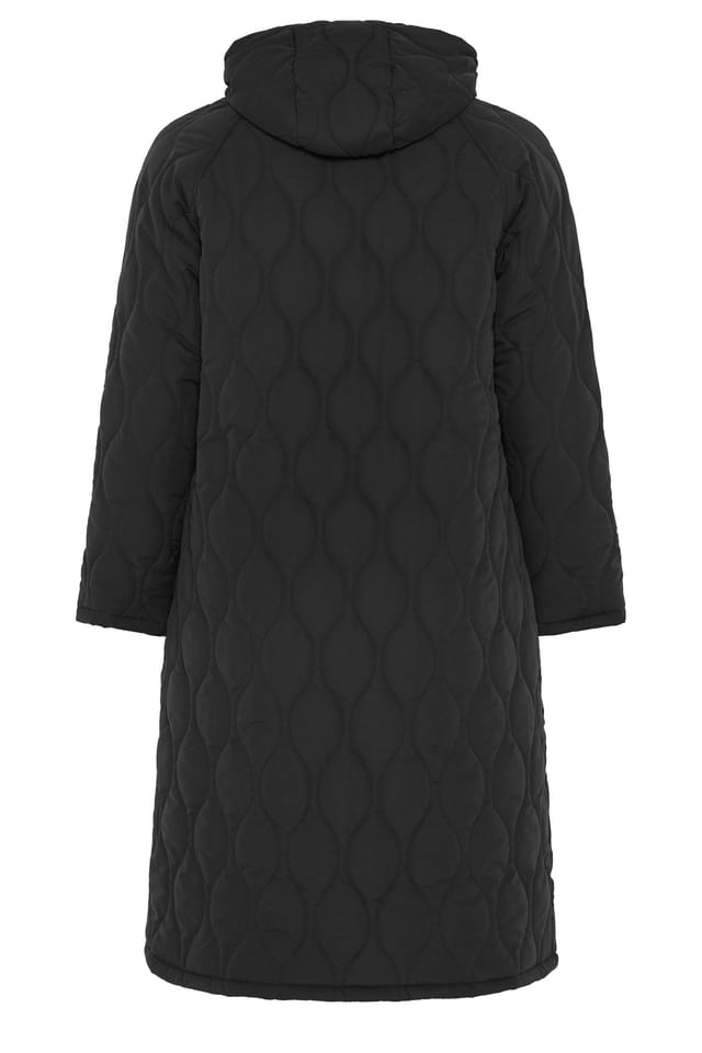 Evans Evans Women's Quilted Longline Coat in Black - 3